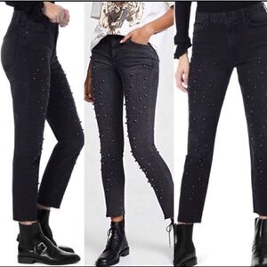 JOE’S FAUX PEARL EMBELLISHED ANKLE BOYFRIEND JEANS 26